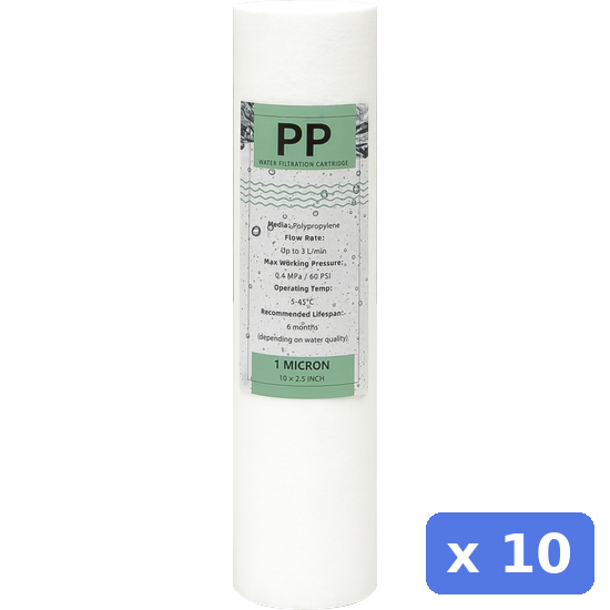 Filter cartridge - 10 inch 1 micron Melt blown Sediment filter - standard (10 Pack)