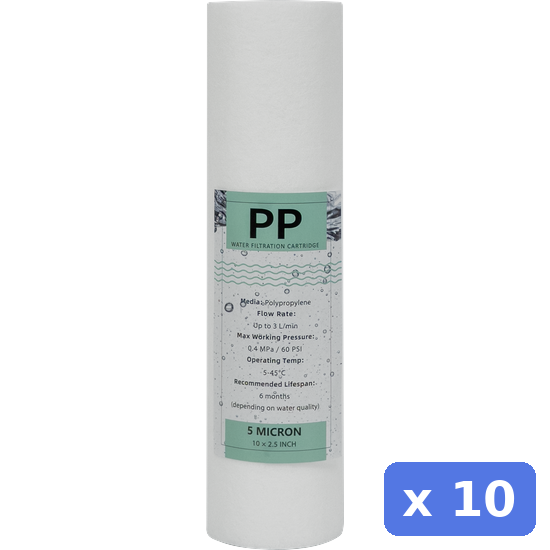 Filter cartridge - 10 inch 5 micron Melt blown Sediment filter - standard- 10 Pack
