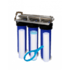 3 Stage Big Blue Water Filtration System With 25W UV Sterilizer, Sediment Filters & Carbon Filter (Whole House, 20 Inch) Aluminium Bracket