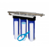 3 Stage Big Blue Water Filtration System With 55W UV Sterilizer, Sediment Filters & Carbon Filter (Whole House, 20 Inch) Steel Bracket