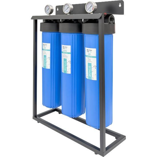 Port Elizabeth Water Filtration Water Storage | Water Filtration 3 Stage 20 inch Big Blue filtration system with pressure gauges – Steel powder coated stand – Black